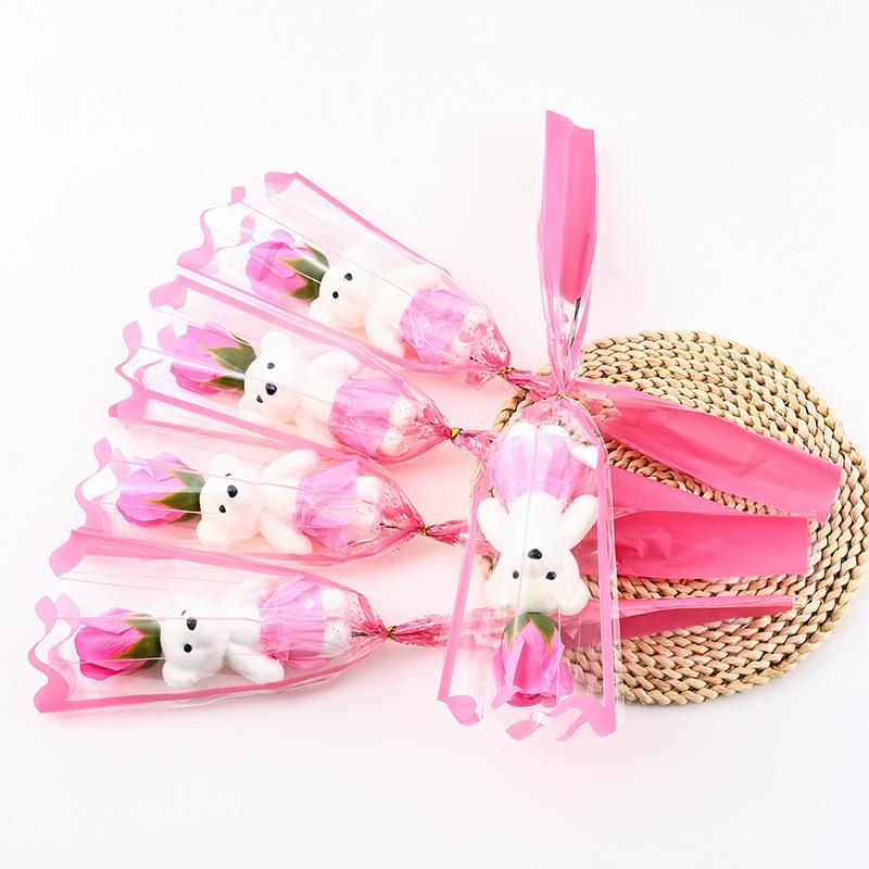 5Pcs Wedding Decoration Rose Bear Artificial Flowers Bouquet For Valentine'S Day Diy Gift Ornament Party Supplies Home Decor