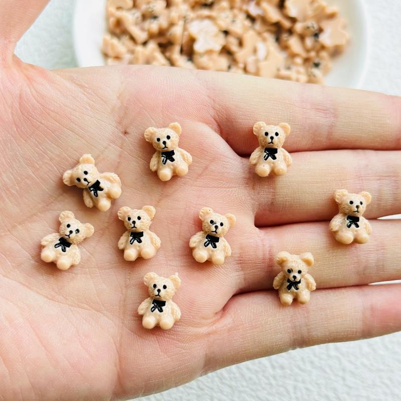 

50 Pcs New Cartoon Coffee Color Little Bear Resin Flat Back Scrapbook Figurine Diy Bow Decor Manicure Accessories Crafts A41