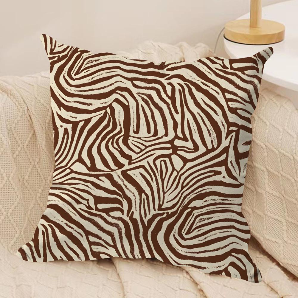 Fashion Simple Geometric Cushion Cover Soft Plush Fabric Double-Sided Printed Sofa Cushion Cover for All Seasons Home Decor Gift