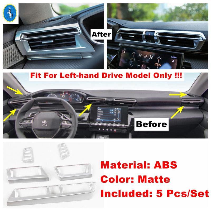 Matte Auto Dashboard Air AC Outlet Vent / Gear Head / Steering Wheel Cover Trim Interior Accessories For Peugeot 508 -