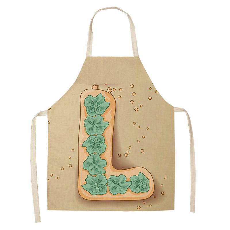 Avental de cozinha com estampa de alfabeto, avental sem mangas de linho para crianças, para cozinhar, churrasco, ferramentas de limpeza doméstica, 47x38cm, 68x55cm