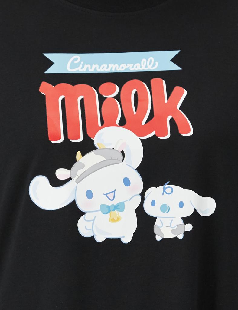 Room Dress Tyrol Chocolate Collaboration Hangyodon Hello Kitty Room Wear Dress Long Sleeve Cinnamoroll Black M [Sanrio] Women's