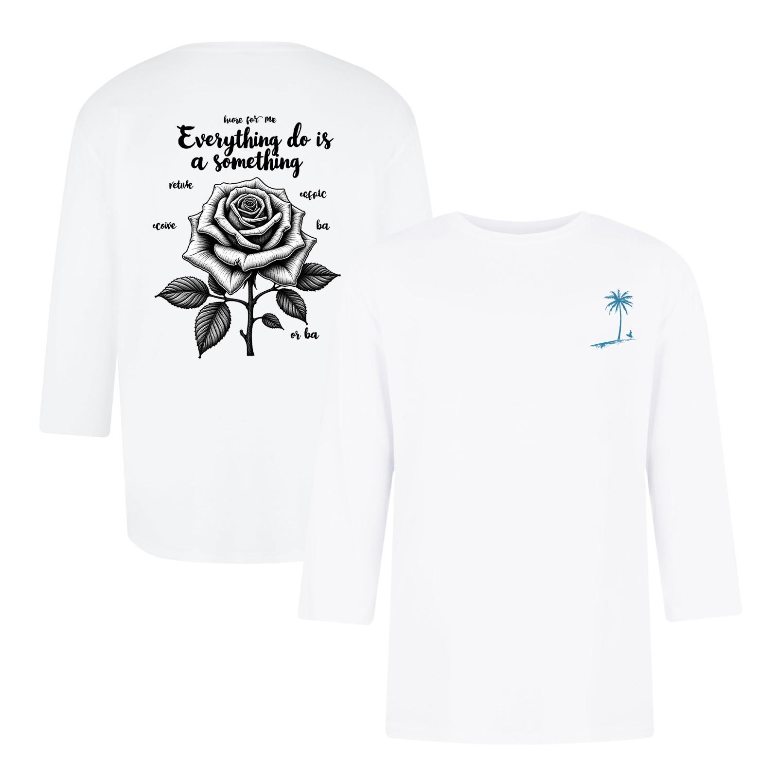 

Мужская повседневная и модная футболка с принтованным воротником и рукавами три четверти S белый