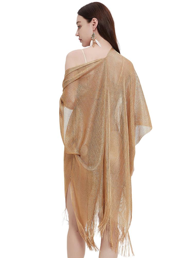 New Knitted Summer Elegant Women Scarf Sparkly Bright Silk Bikini Cover Up Poncho Capa Para Mujer Scarve Sarong Beach Wrap Shawl