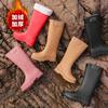 Spring and Autumn exquisite high tube women's wading boots women's rain shoes fashion rain boots high tube 38cm thick-soled rubber shoes