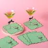 12 Pcs Martini Cocktail Napk Cloth Scalloped Embroidery a Tini Bit Older Party Supplies 6"x6" Washable Polyester Satin Cloth for Martini Cocktail