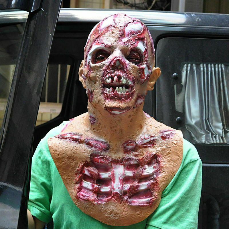 Bloederig en griezelig Halloween volwassen zombie masker voor een eng volledig gezichtseffect