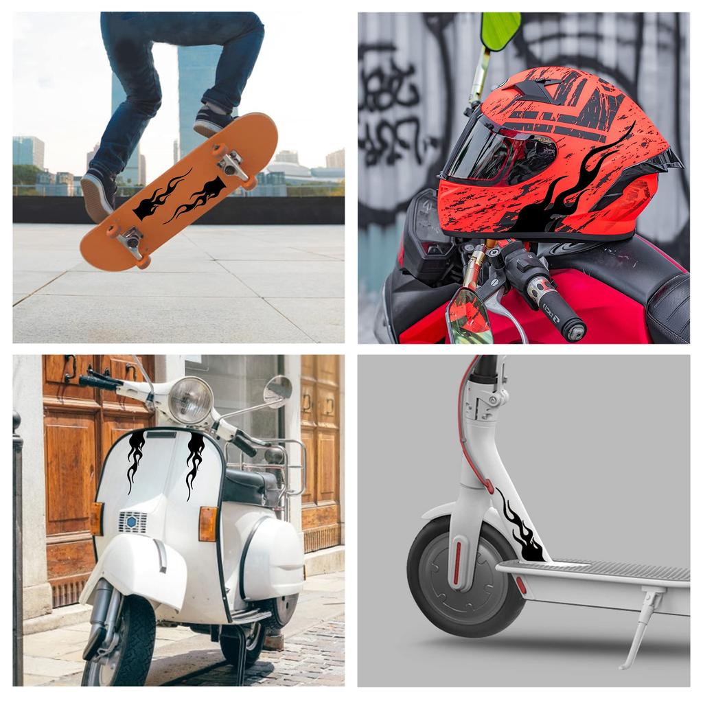 TOMALL 4pcs 20cm Flame Reflective Sticker Car Vinyl Motorsport Flame