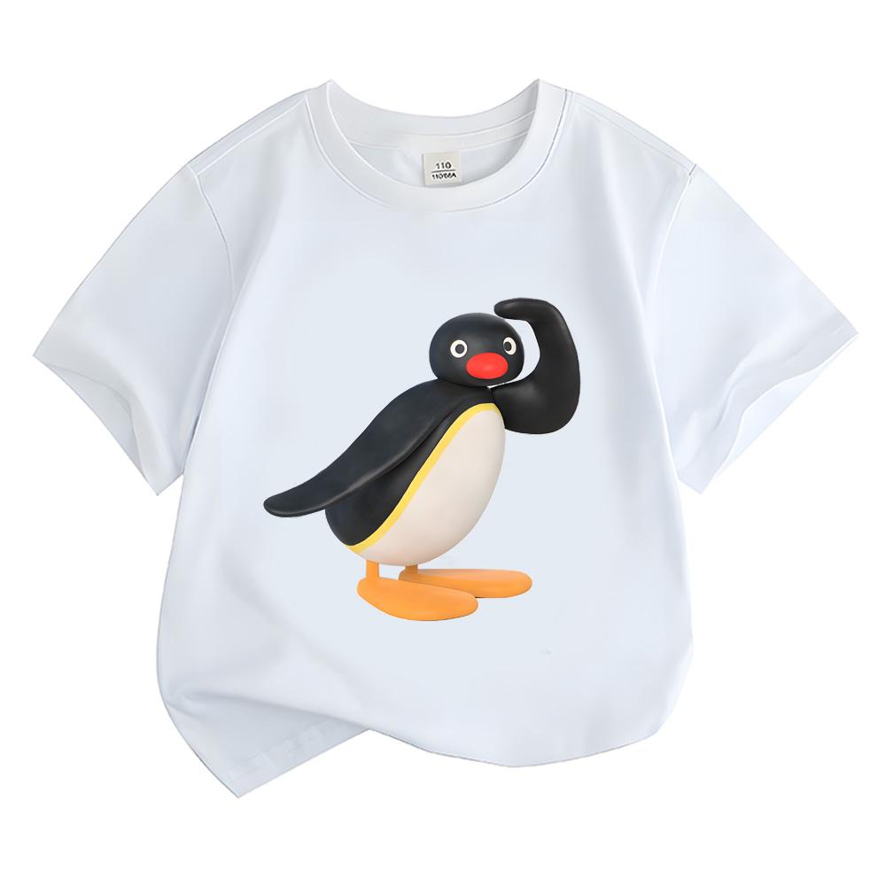 T-shirt Pingu kawaii Boys Girls Kids Clothing Hip Hop Tops Short Sleeves Sports Fashion Streetwear Manga/Comic Tees Toddler