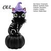 Creative Halloween Home Accents Pumpkin Witch Hat Black Cat Ornament, Resin Desktop Skeleton Small Collectible Ornaments Statue, Cartoon Figurine for