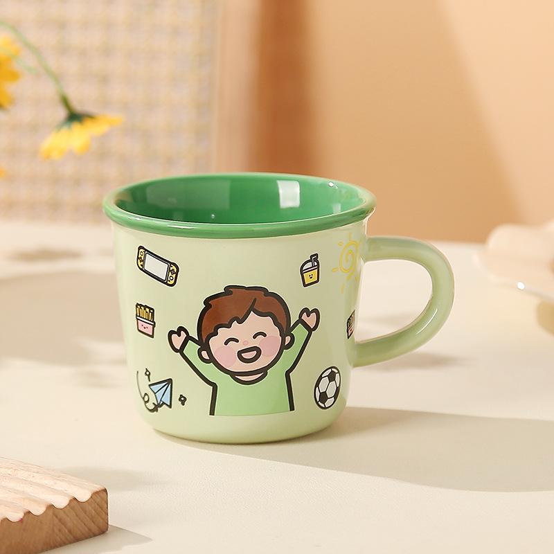 Hrnek pro rodiče a děti, roztomilá sada keramických hrnků, speciální pohár na vodu pro čtyřčlennou rodinu, domácí snídaňový hrnek na mléko pro děti