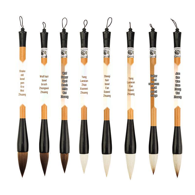 Wei Zhuang Calligraphy & Painting Brush Set: Sheep Hair, Bristle, Wolf Hair - Large, Medium, Small for Regular Script & Landscape Artwork