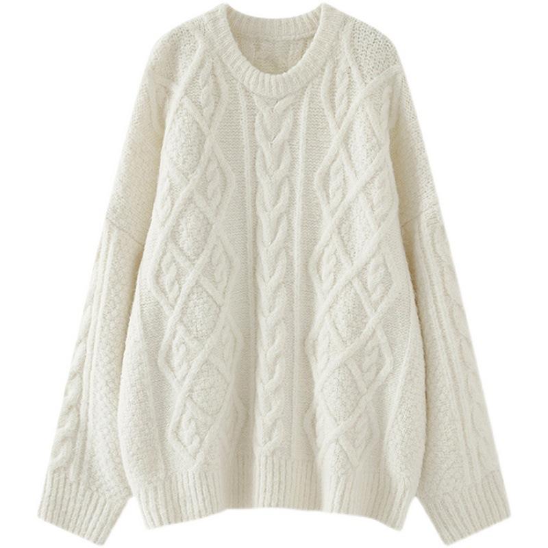 

Свитер с высоким воротником, женский свободный верхний свитер, осень-зима 2021, новый белый вязаный топ, свитер с ленивым ветром one size белый