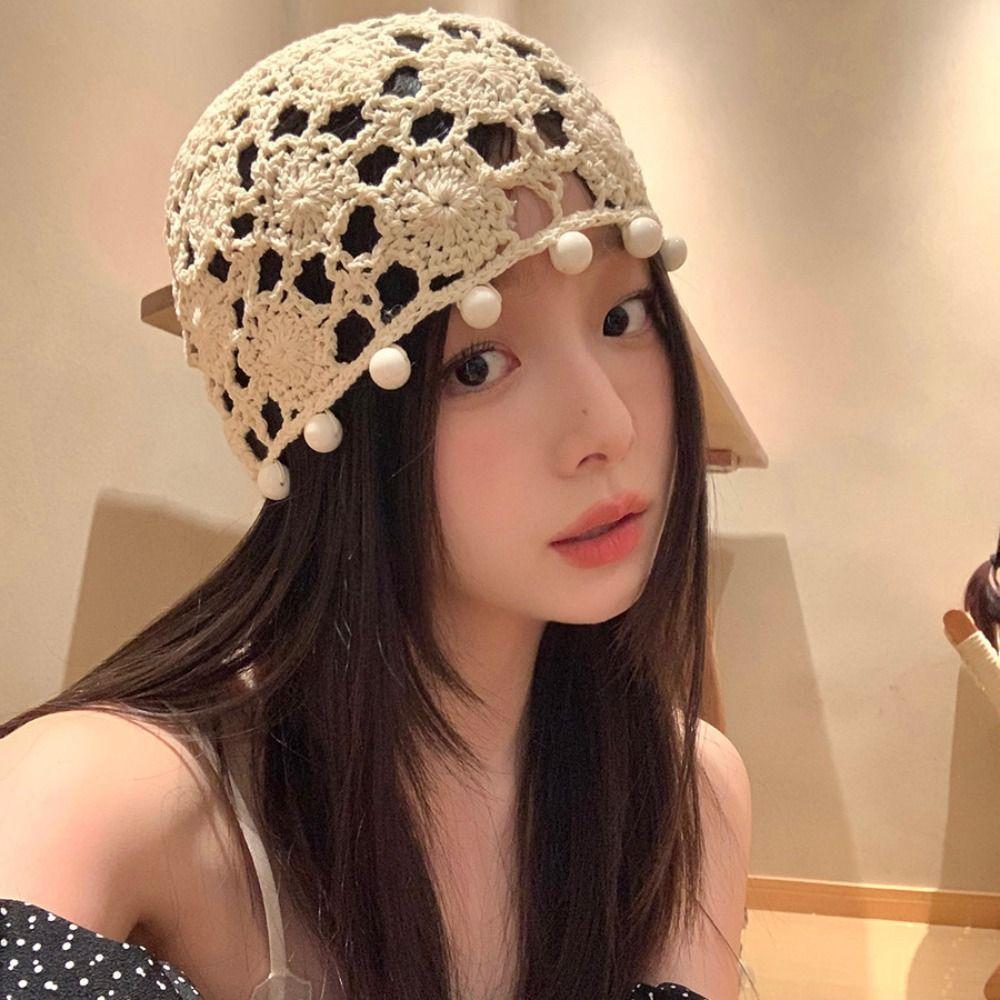 Flower Crochet Hollow Knitted Hat Sweet Ethnic Style Hat Fashion Knit Beanies  Outdoor