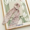 Chip Flower Grid Print Bow Hair Scarf Hair Scrunchies Chiffon Floral Scrunchie Hair Bands Ponytail Holder Scrunchy Ties 34cm 1Pc