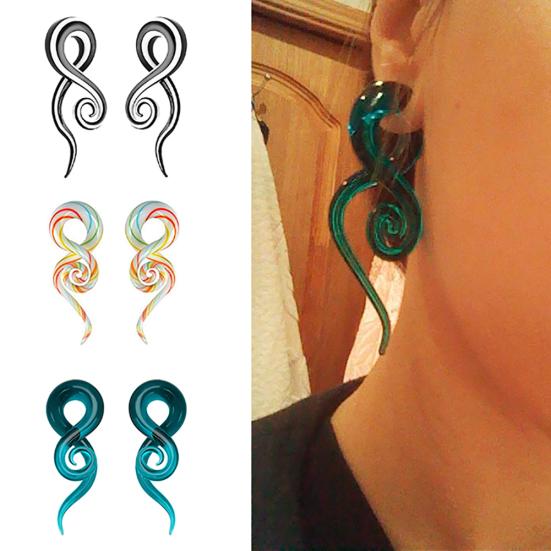 1 Par Unisex Calibres para Oreja de Caracol Retorcido de Vidrio Colgantes Tapones Dilatadores Expansores