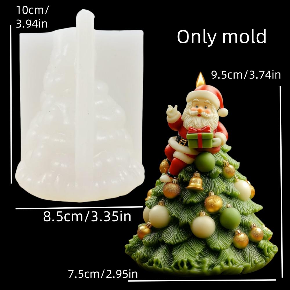 Santa Claus Candles Lying on the Christmas Tree Silicone Mold Christmas Gift Box Christmas Tree Climbing Santa Claus Resin Molds