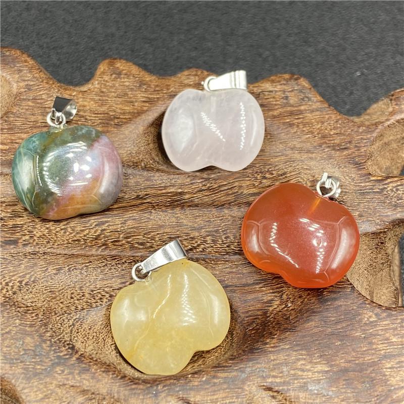 Multicolor Agate Apple Pendant Necklace Christmas Jewelry Gift