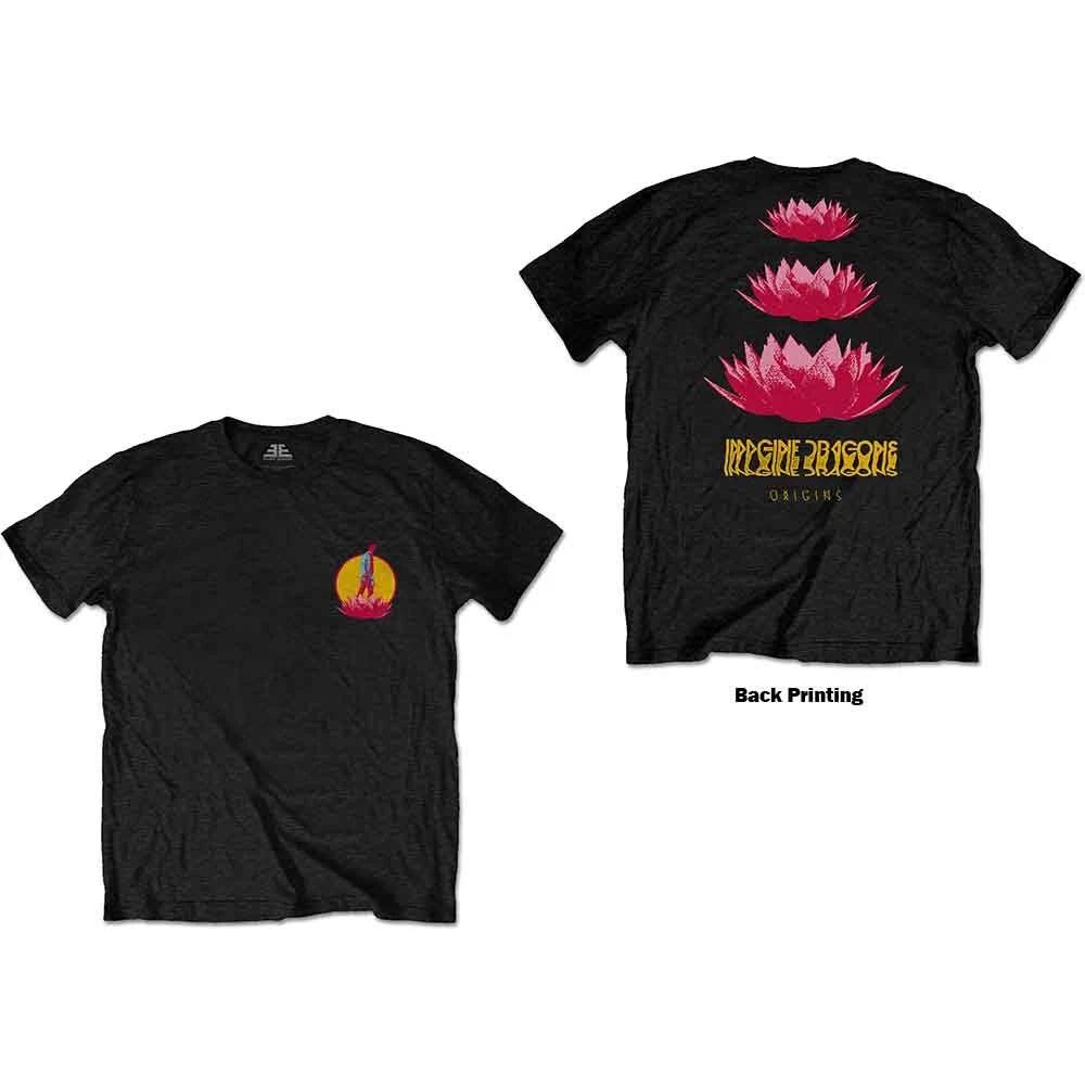Imagine Dragons T Shirt Origins Lotus Band Logo Official Mens Black L S