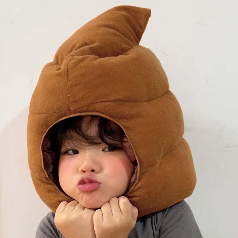 Creative Cute Shit Shape Plush Hat Stuffed Toy Funny Fake Poop Full Headgear Cap Gag Gift Cosplay Party Photo Props