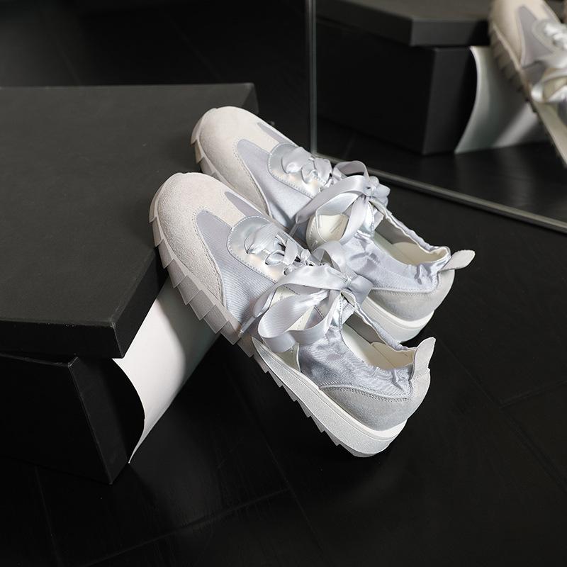 

Виноградный mother studiolee балетный стиль~ мягкая подошва с лентой-вставкой универсальная спортивная обувь Forrest Gump повседневная женская летняя 40 серебряный серый