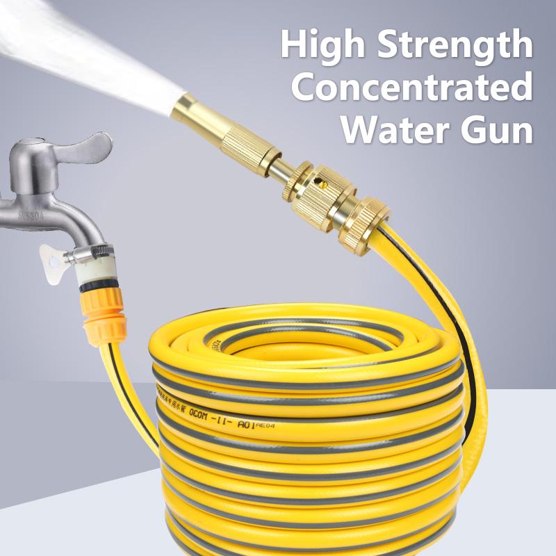 High-Pressure Brass Water Hose Garden Hose Nozzle Watering Hose Sprayer Flower Watering Garden Car Wash Tool Long Handle Spray