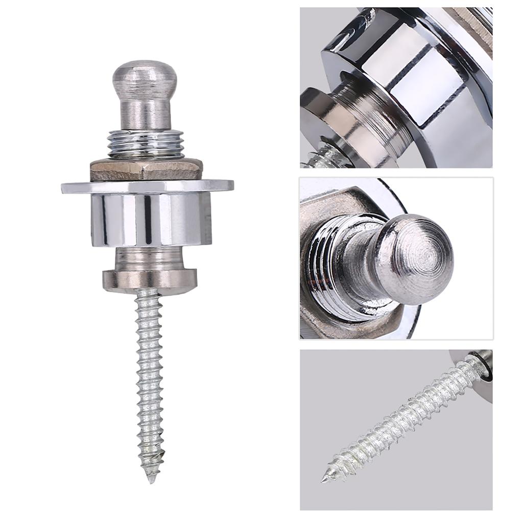 2Pcs Durable Metal Guitar Anti skid Strap Locks Replacement Part for Electric Guitar(Silver)