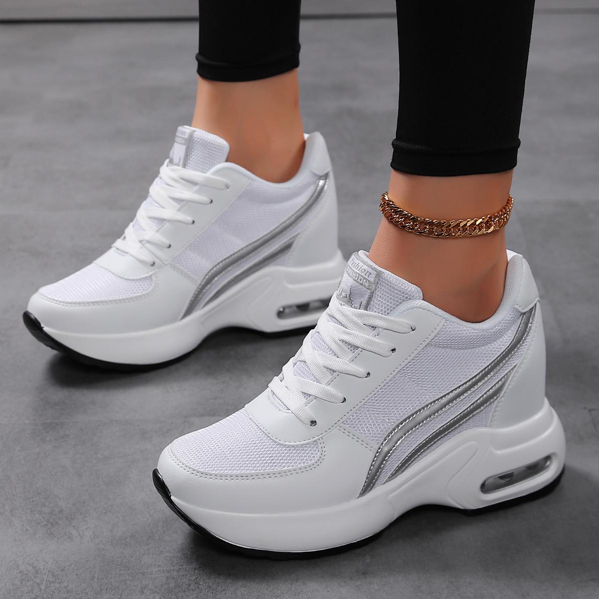 

TUINANLE Spring Wedge Platform Shoes for Women Stylish Comfortable Walking Shoes Casual Sneakers 36 белый