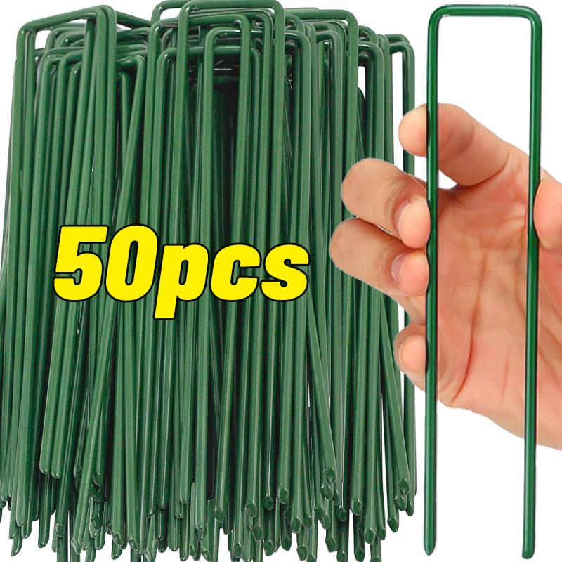 10/50 pièces Crampons Paysagers Crampons en U pour Gazon Piquets de Jardin Piquets Robustes pour Cour Pelouse Tente Clous de Sol Crampons de Fixation pour Tente