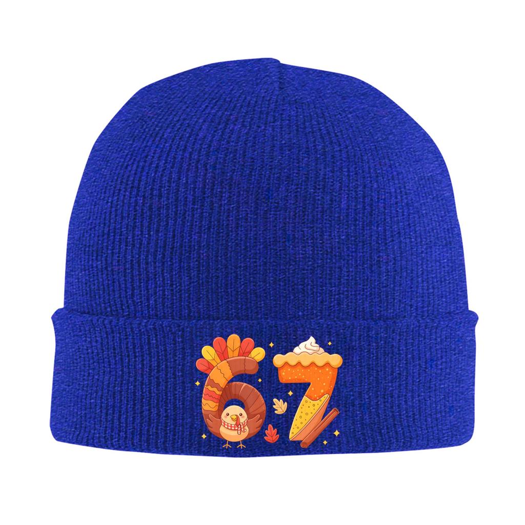 67 Meme Thanksgiving Turkey Day Funny Holiday Six Seven Beanie Hats  Skullies Beanies Men Trendy Caps Winter Outdoor Bonnet Hats