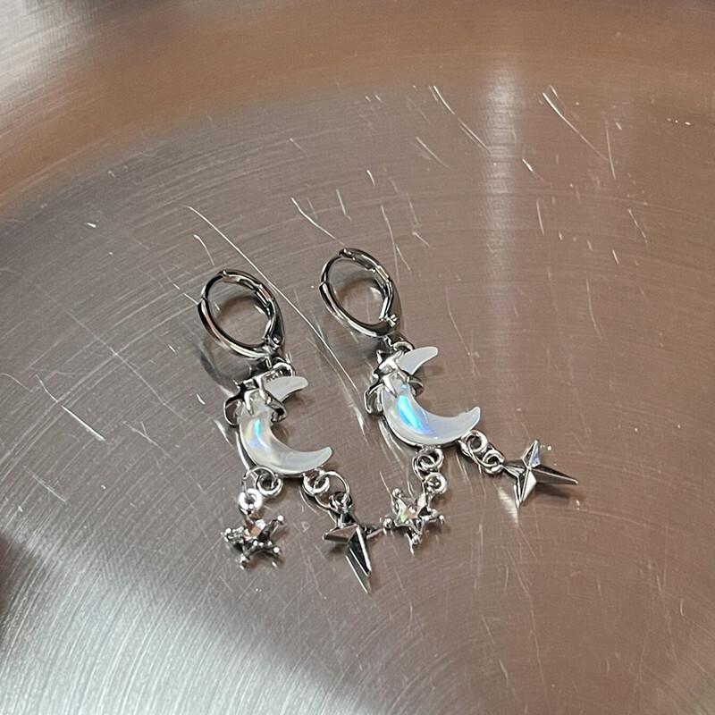 

Gothic Vintage Punk Moonlight Stone Bowknot Moon Heart Wings Cross Pendant Earrings Egirl Grunge EMO Scene 2000s Accessories