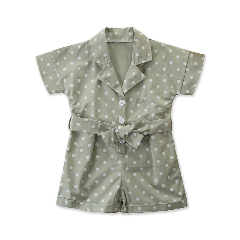 Children's Summer Foreign-style Cargo Pants Fashion Girl's Polka-dot Print Jumpsuit