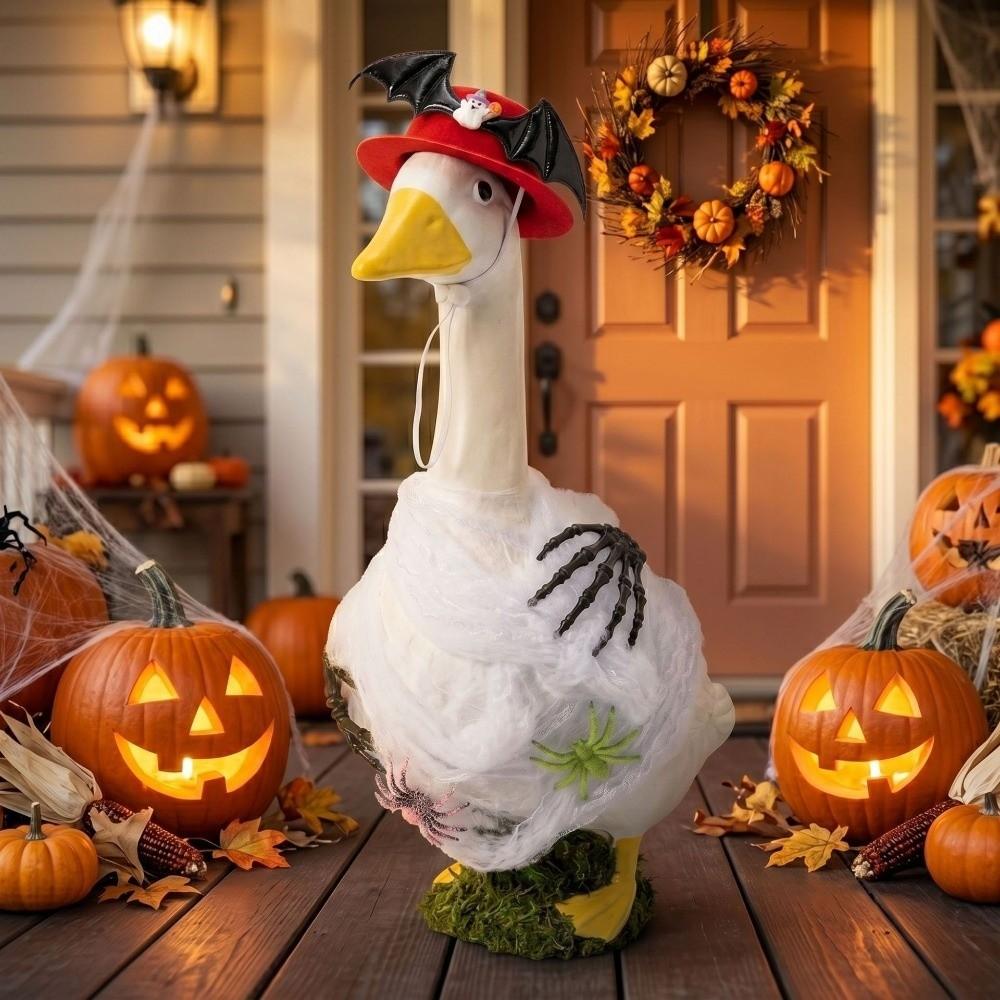Plush Spiders Halloween Goose Outfits Bat Wings Lawn Goose Clothes Yard Ornaments