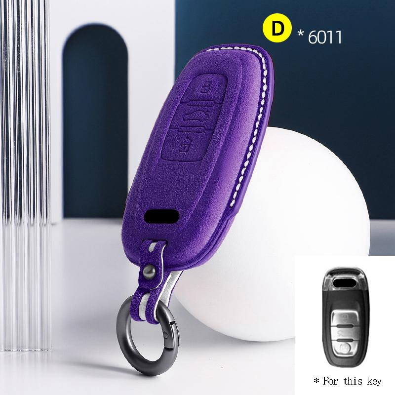 Car Key Case Fob for A6 A4 A5 A7 A8 C8 Q8 8S 8W Q7 B9 4M S5 S4 S7 D5 TT TTS TFSI E-Tron Suede Remote Car Key Case Shell