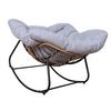 Outdoor Rattan Rocking Chair Patio Comfy Reading Chair with Oversized Cushion Indoor Recliner Wide Rocking Chair for Balcony Front Porch Grey