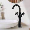 Antique Brass Double Handle Black Bathroom Faucet