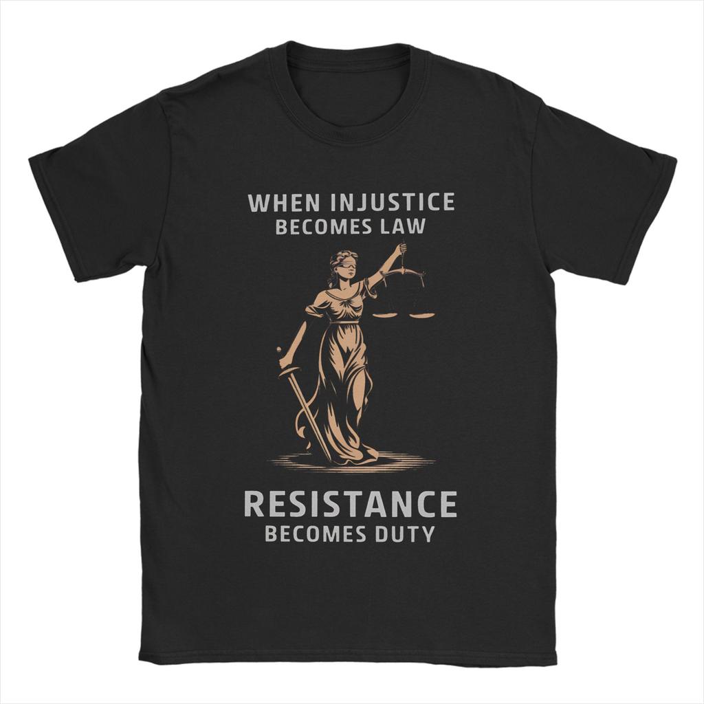 When Injustice Becomes Law Resistance Becomes Duty RBG Quote  Tshirts Mens Cotton Tops Funny  Round Neck Short Sleeve