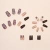 24 Pcs Dark Coffee Jumping Color Small Fragrant Style Manicure Gold Edge Bow Diamond Wearing Nail Gentle White Ins Wind Short Ballet