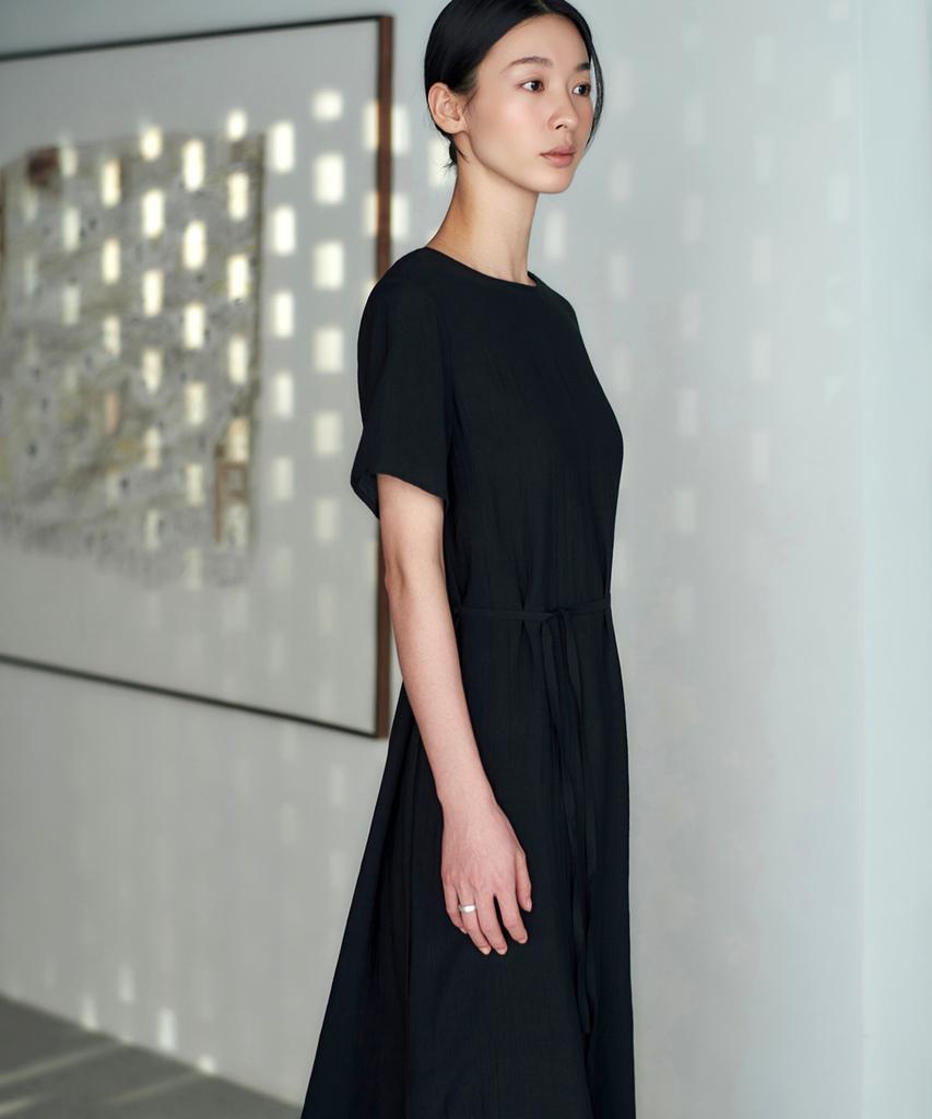 Aesmoeo Marine Loose Long Dress (Black)