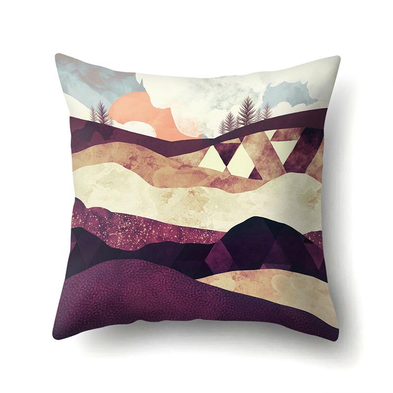 Polyester Pillow Cover Mountain Print Pillow Cover Waist Cushion Cover Car Cushion Head Cushion Cover Premium Durable