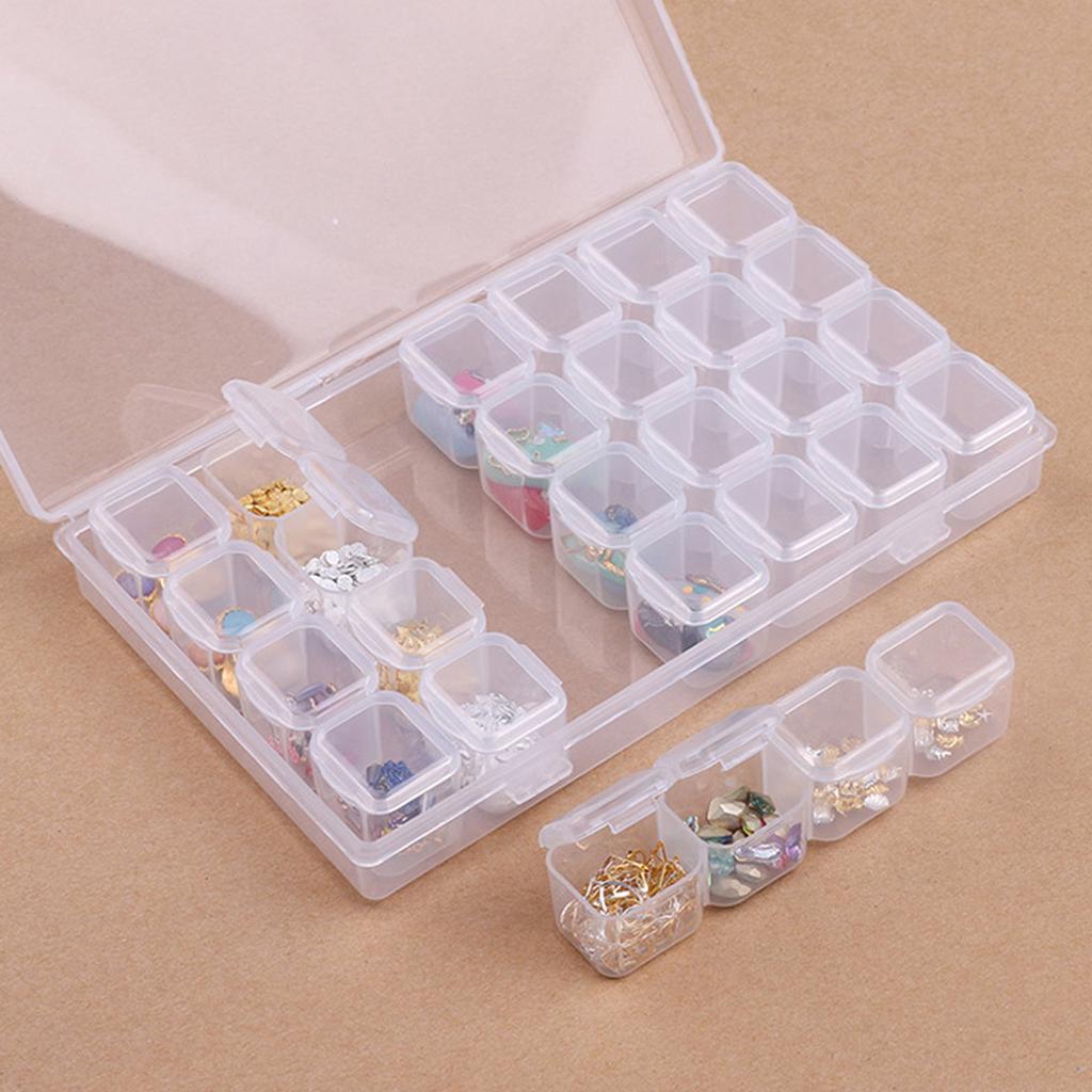 Buy 28xPowder Paillette Rhinestone Plastic Nail Art Container Storage