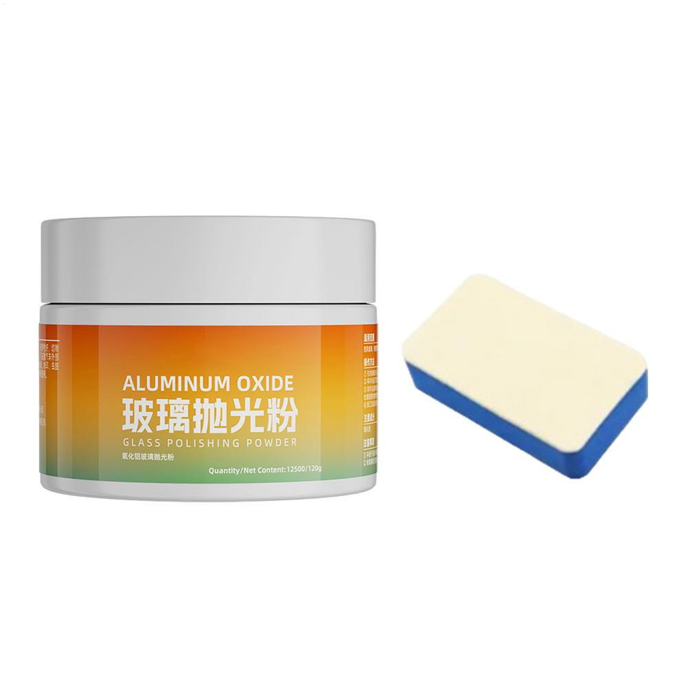 

120 г Порошок для полировки автомобильного стекла со спонжем Автомобильный полировальный состав в порошке для окон Мощность очистки масляной пленки со стекла Очиститель стекол