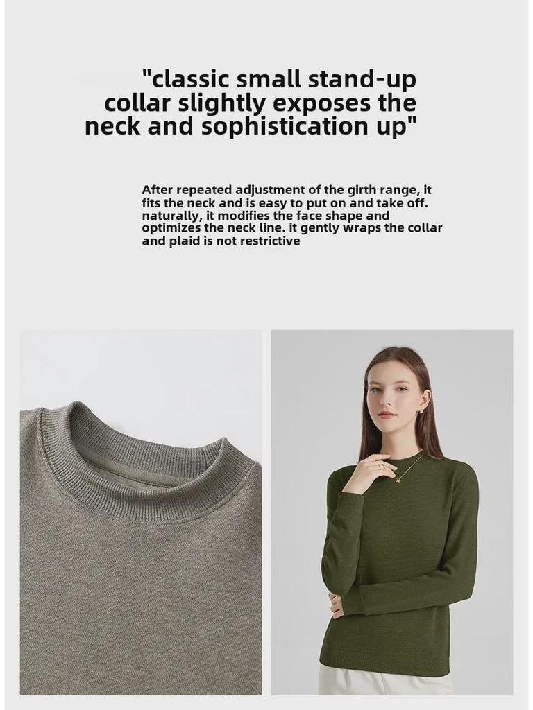 Women's Long-Sleeved Wool Knit Stand Collar Jacket