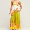 Women's Summer Casual Boho Long Sundress Strap Square Neck Sleeveless Maxi Dresses Flower Printed A Line Beach Dress for Women