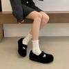 New round head with plush plush thick sole warm snow women's single shoes inner slope heel women's shoes