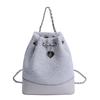 Woolen chain backpack women's leisure niche design student schoolbag bucket bag high value travel backpack