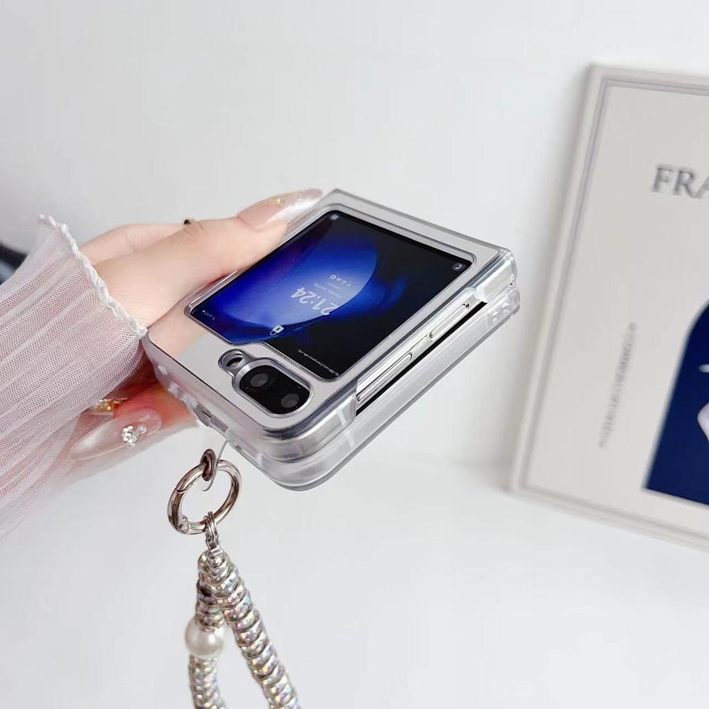 Fashion Butterfly Mirror Folding Phone Case With Bracelet For Samsung All-inclusive Girl Cartoon Phone Case