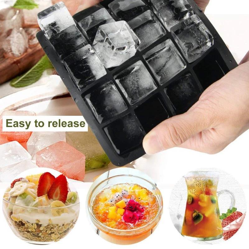 4/6/8/15 Grids Silica Gel Ice Cube Mold Large Square Ice Cube Ice Cube Mold DIY Ice Maker Cube Tray Ice Cube Tray
