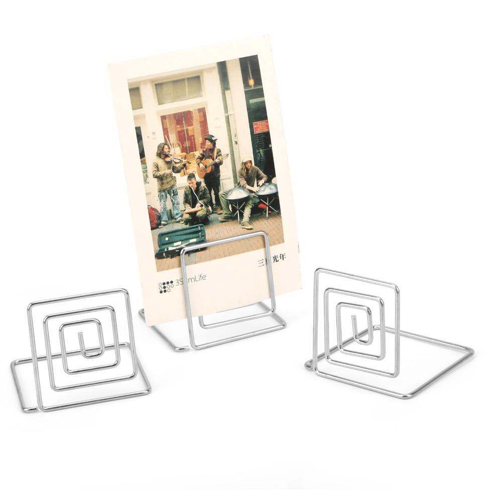 

10Pcs Square Table Number Holders Metal Material Picture Holder Memo Organization