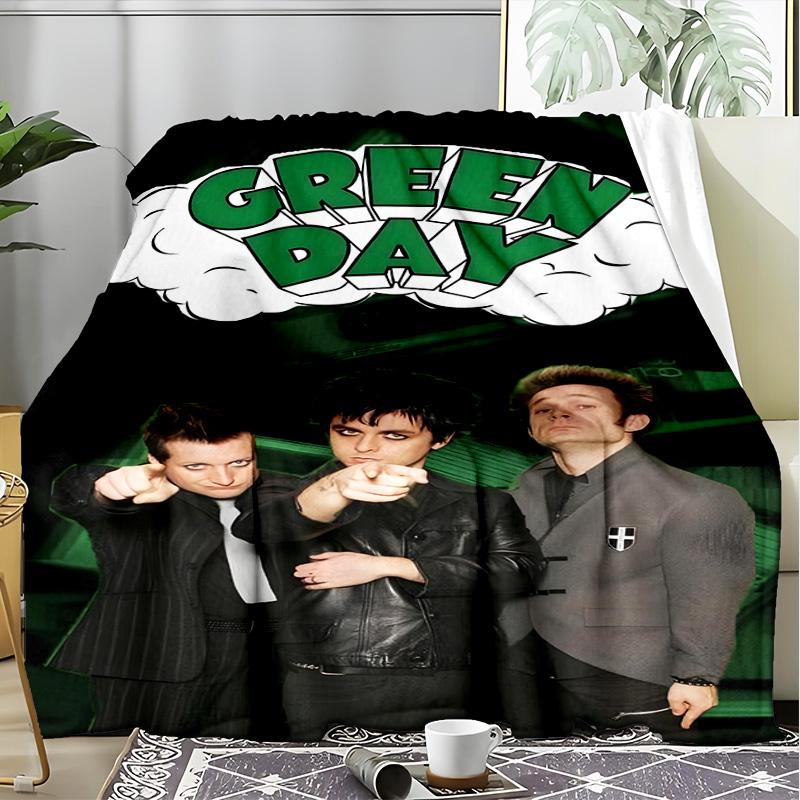 1PC Green Day Flannel Blanket, Use for Birthday/Holiday Gift, Soft Blanket for Sofa/Bed/Camping/Office/Tourism Use,All Seasons